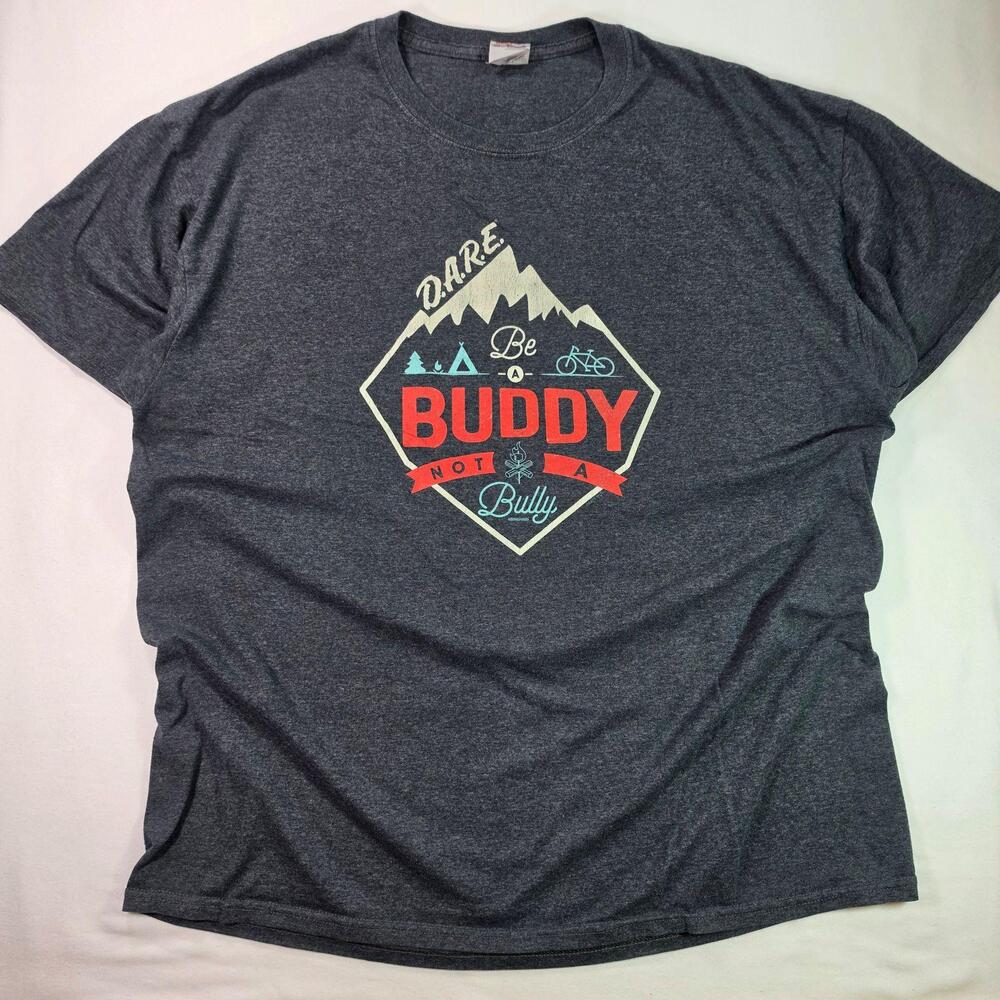 Vintage Y2K DARE Be A Buddy Not A Bully Tee Graphic FOTL Shirt Mens XL Gray